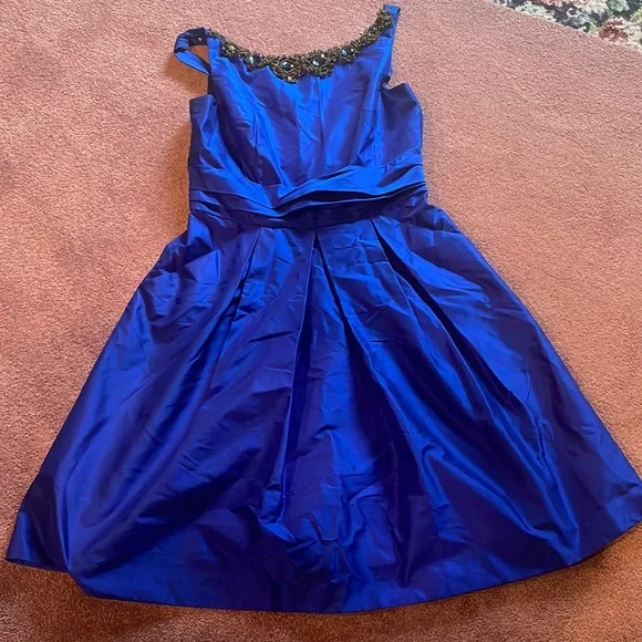 Kay Unger Cobalt Blue Dress Size 14 (has pockets!) - Picture 1 of 6